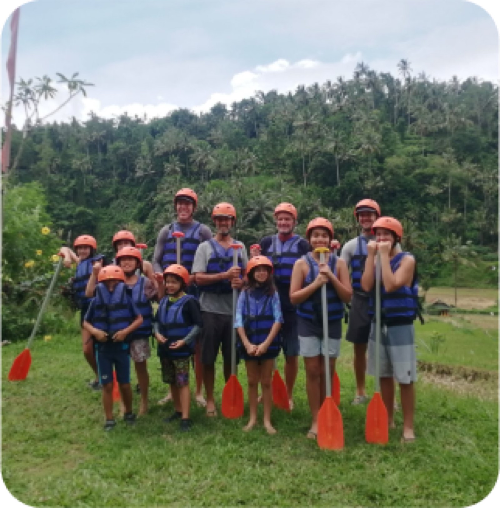 Students on a river rafting field trip as part of a real-world project